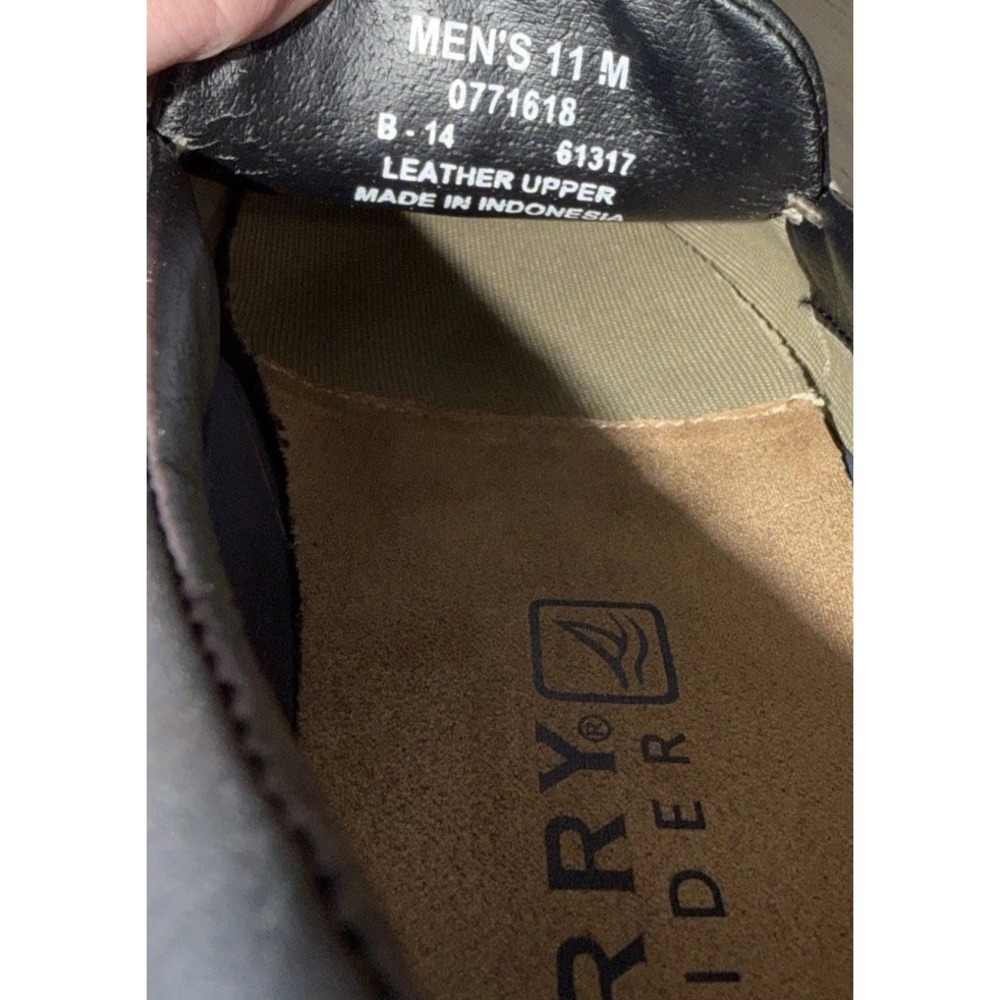 Sperry Top-Sider Pilot Black Smooth Leather Slip-On Driver Moc Loafer Men's 11M - Picture 12 of 12